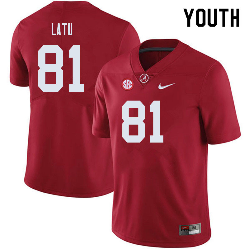 Youth #81 Cameron Latu Alabama Crimson Tide College Football Jerseys Sale-Crimson